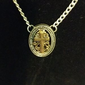 Beautiful silver and gold cross necklace 18 inch
